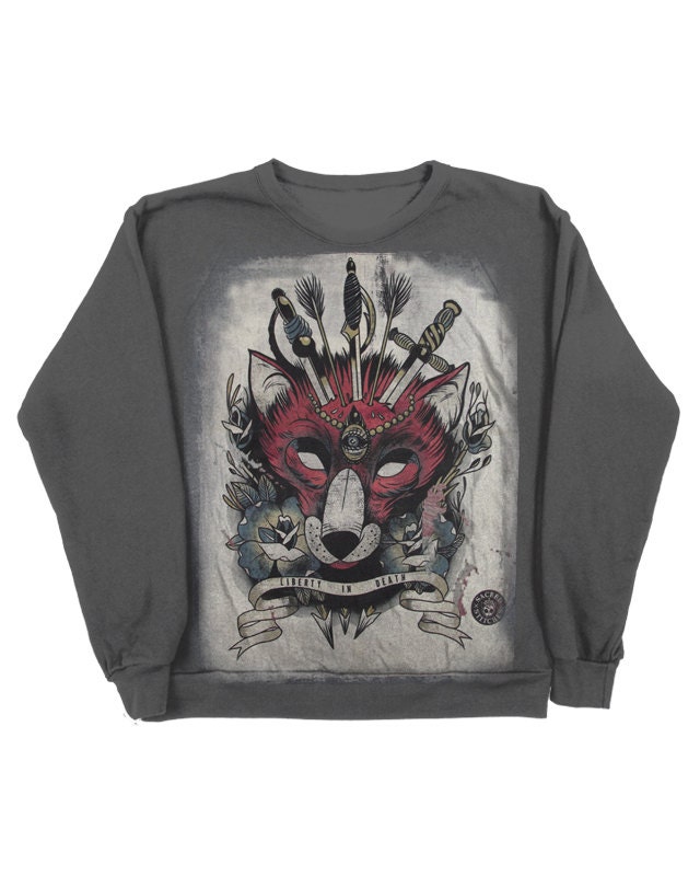 UNISEX Tattoo Flash Sweatshirt, Liberty In Death, Charcoal Grey, S/M/L/XL