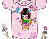 Jazzy Jasmine Onesie loves her new Pink Background by Rosanna Hope for Baby Bon Bons
