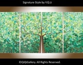 Huge Abstract Painting Tree Painting Green Painting Contemporary Heavy Texture Painting landscape painting art on canvas by QIQIGALLERY