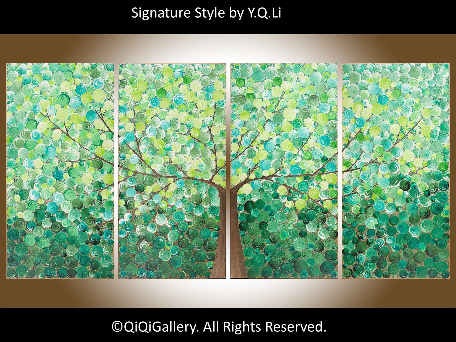 Huge Abstract Painting Tree Painting Green Painting Contemporary Heavy Texture Painting landscape painting art on canvas by QIQIGALLERY