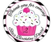 Set of 24 round Cupcakes and Zebra Prints Birthday Party Stickers Favor Tags Il_170x135