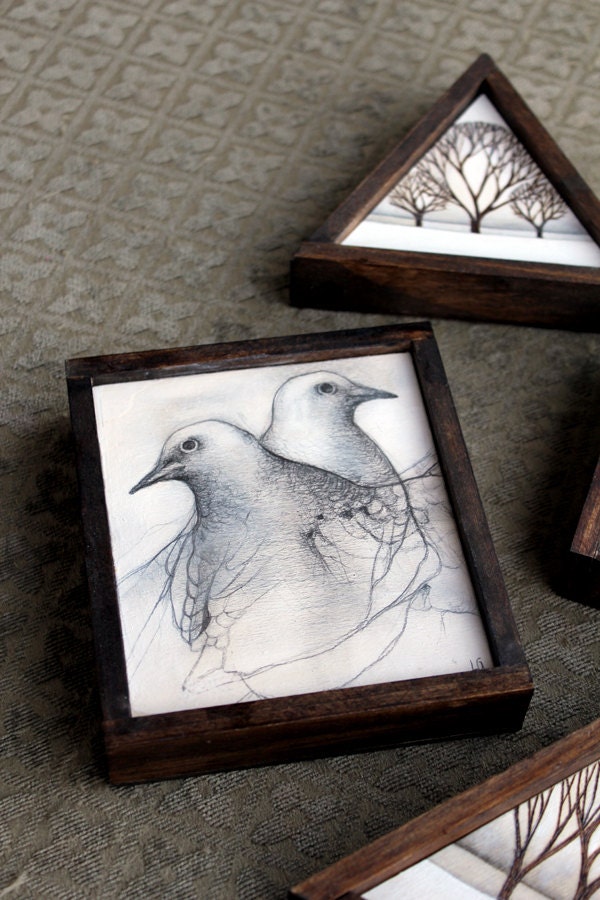 miniature original pencil drawing framed wall art
