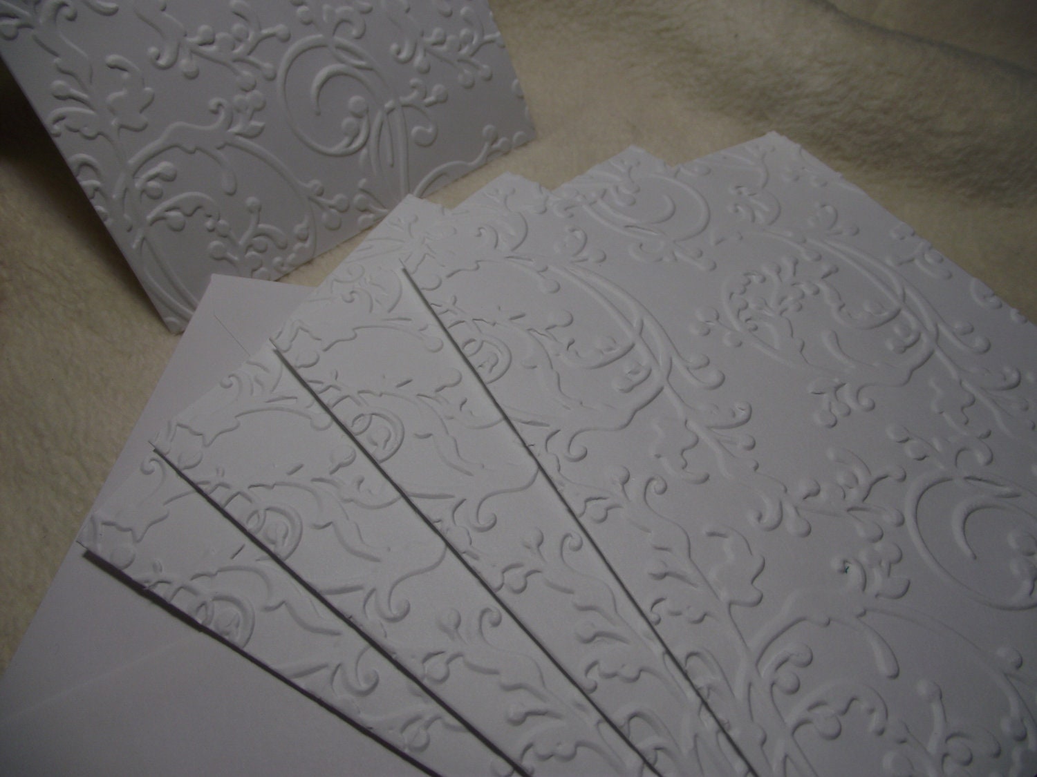 Christmas Cards...5 Sets of Very Beautiful and Elegant Sugar Plum Embossed Note Cards and Envelopes