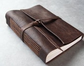 Dark Chocolate Brown Leather Journal or Sketchbook - 6x8 - Lined Pages