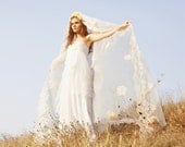 Love Story - Romantic Swiss Dot Net Wedding Gown - Bohemian Made to Order Wedding Dress