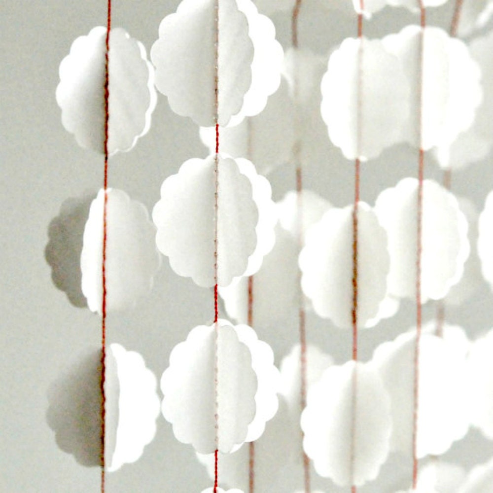 Translucent White Bauble Stitched Paper Garland Christmas