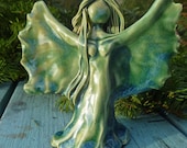Porcelain Nature Spirit Fairy Garden Angel Green Blue Ocean-SECOND SAVE 35 PERCENT
