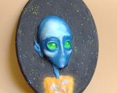 Blue Alien Sculpture Face Visionary Art