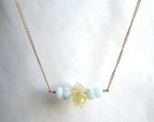 citrine and aquamarine natural stone necklace