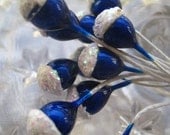 Millinery Stamen  Made in Germany 12 Blue And Glitter Flower Peps