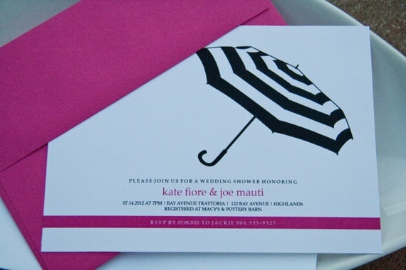 Modern Umbrella Fuschia Bridal Shower Invitation Baby Shower Invitation Set of 10 by Belleza e Luce Il_570xn