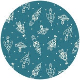 Rebekah Ginda for Birch Organic Fabrics, Robotic, Zoom Teal, 1 Yard