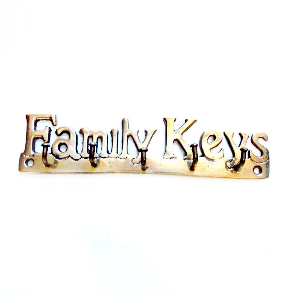 1970s Brass Key Hooks, Family Keys