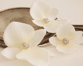 One Small Bridal Ivory Orchid Hair Fascinator with Rhinestones