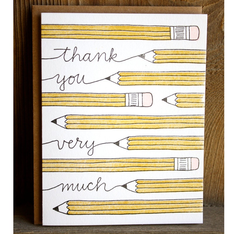 Thank You Pencil Letterpress Card