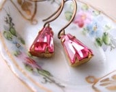 Sweet Rose vintage pink rhinestone earrings Valentine