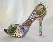 Too Too Tattoo ..spiky high heel party shoes with spikes and broken glass