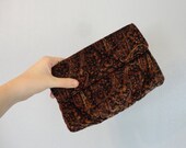 Vintage SUZETTE Purse / 1980s Clutch / Velvet Handbag