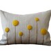 Pale Yellow Billy Ball Flower Pillow in Natural Linen by JillianReneDecor Craspedia Billy Button Floral Spring Home Decor Pastel