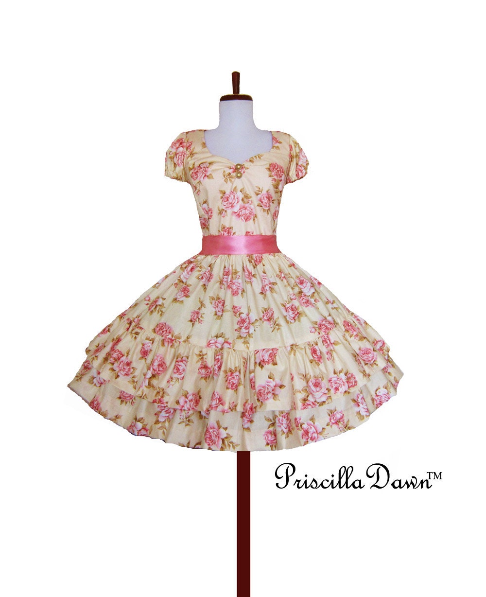 Roses and Cream Myra Dress Custom in your size with sash.