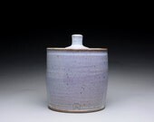 ceramic jar, sugar bowl, cookie jar with shino and white wood ash glazes