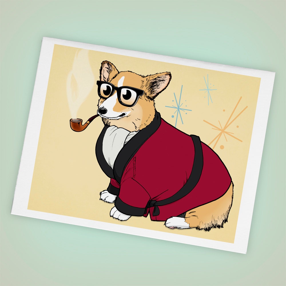 Bob Corgman - 1950s Welsh Corgi A2 Blank Greeting Card
