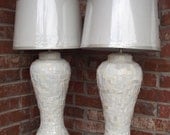 Mosaic Lamps - Set of Two in White Broken China