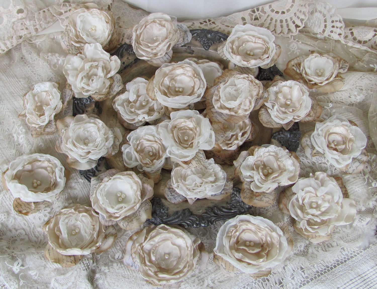 Fabric Flowers for Wedding Decorations Custom Order any Color Set of 24