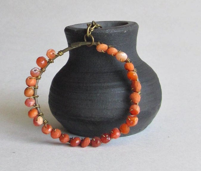 Fire Opal Necklace - Ombre Nectarine - Pendant Necklace