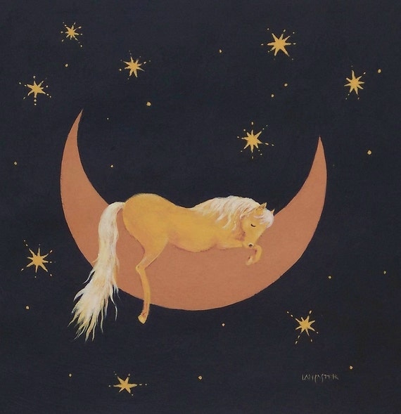 Horse art Sweet Sleep palomino horse painting print