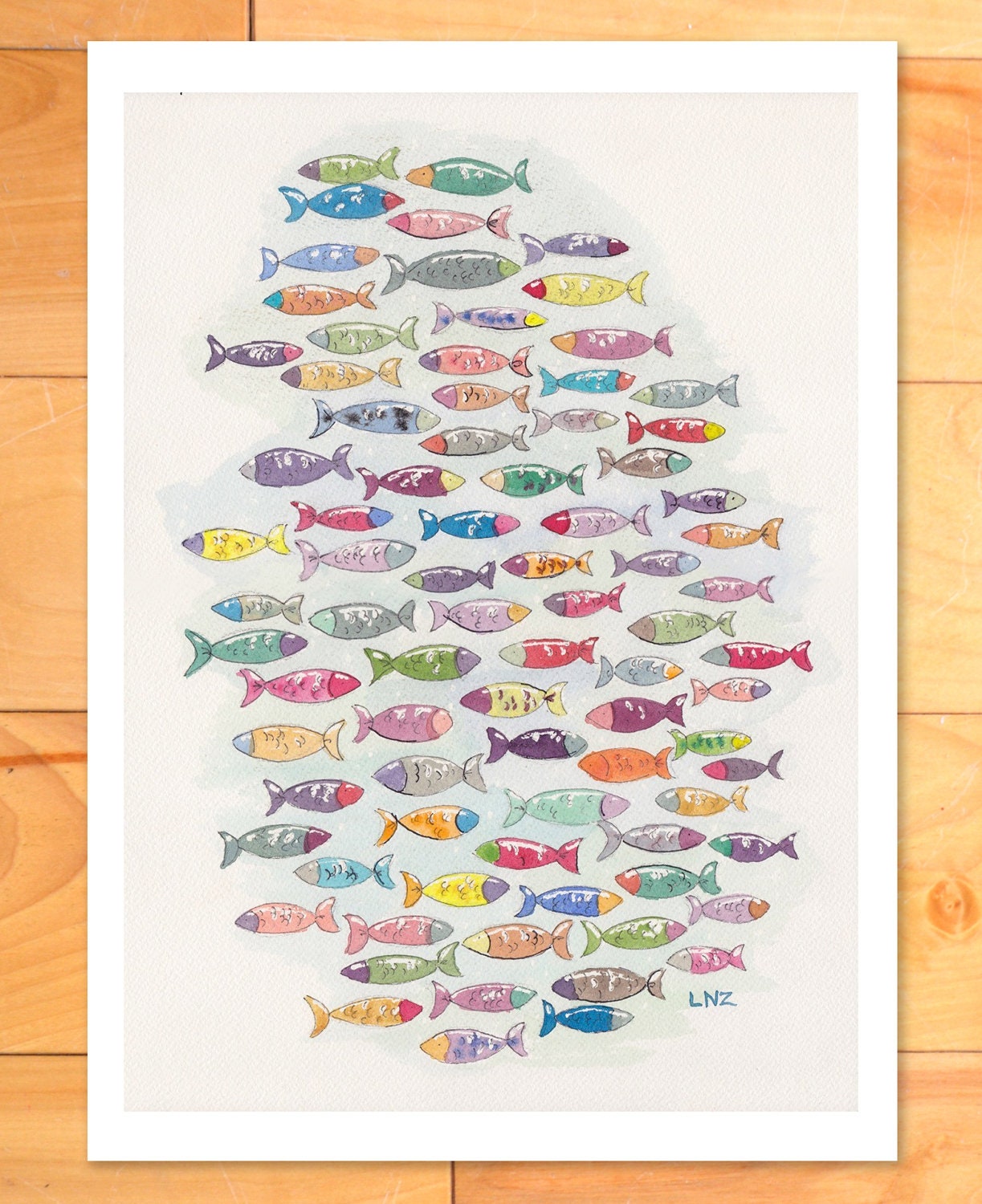 Modern Wall Art, Modern Childrens Art, Nursery Decor, Go Fish wall decor an art Print of original watercolor