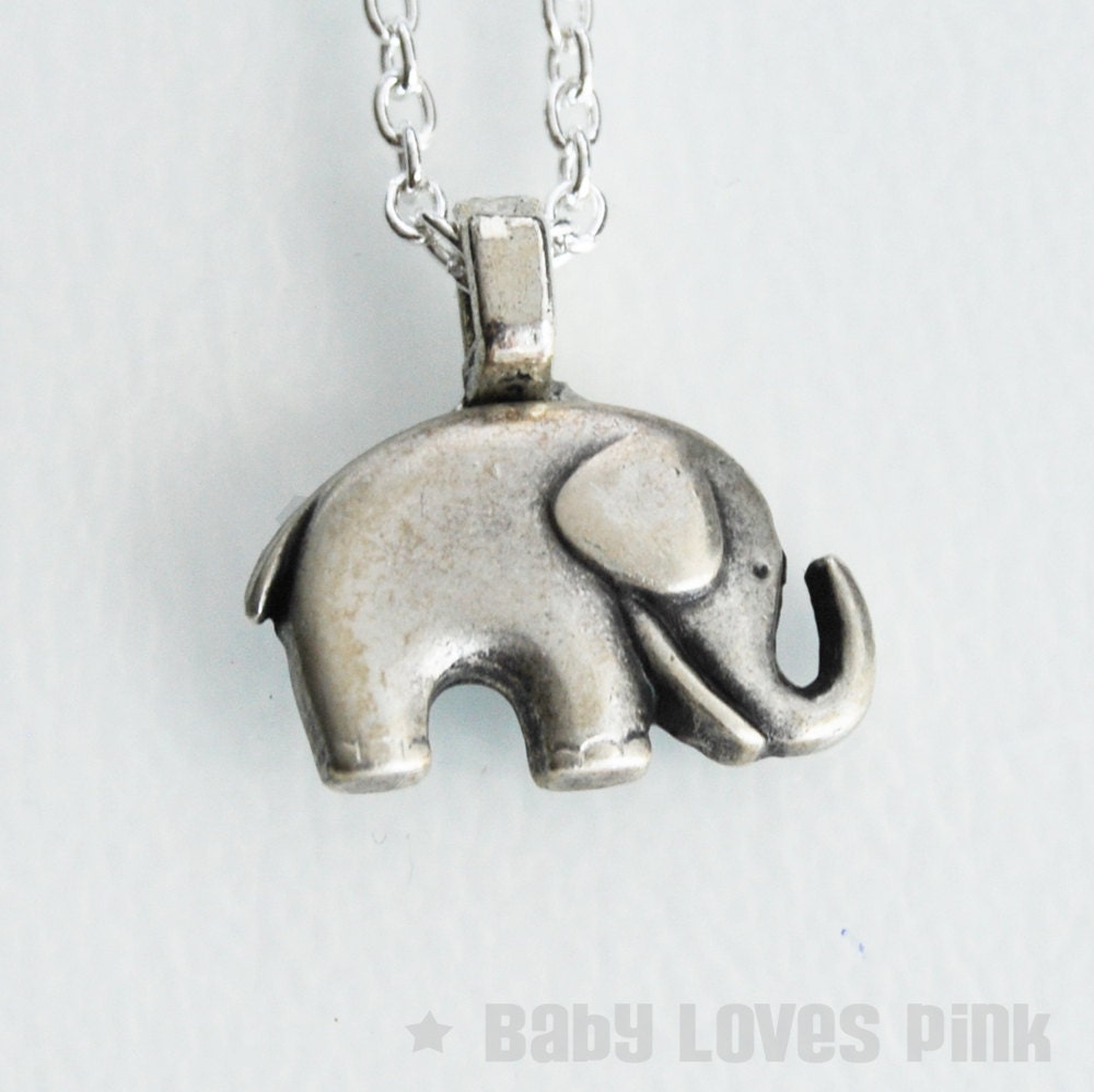 Silver Elephant Necklace - Cute elephant charm