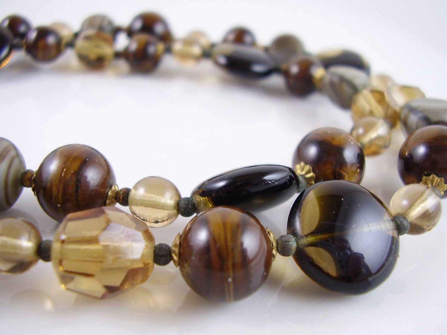 Vintage Jewelry Necklace, Vintage Brown Earth Tone Necklace - myshininglights