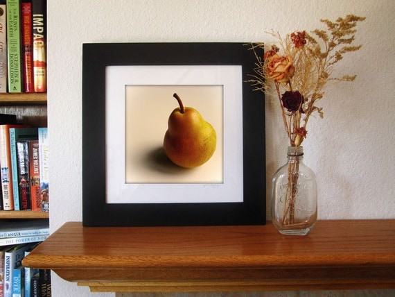 Pear Photo -Food Photographs -Fruit Print -Still Life Photography -Kitchen Decor -Gifts for Her -10x10 Square Colorado Fine Art Photograph