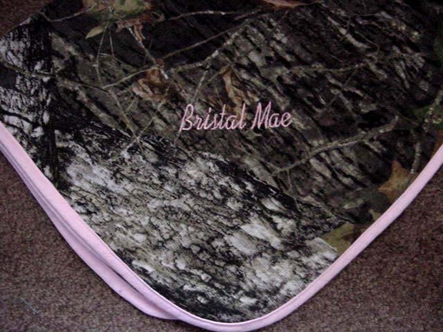 Mossy Oak Print Camo Camouflage Pink trim Blanket Baby Infant Newborn Personalized Girl