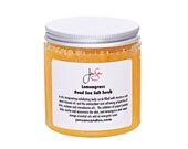 Lemongrass Organic Exfoliating Body Scrub with Dead Sea Salt and Essential Oils, small 8 oz - 227 grams - wooden scoop