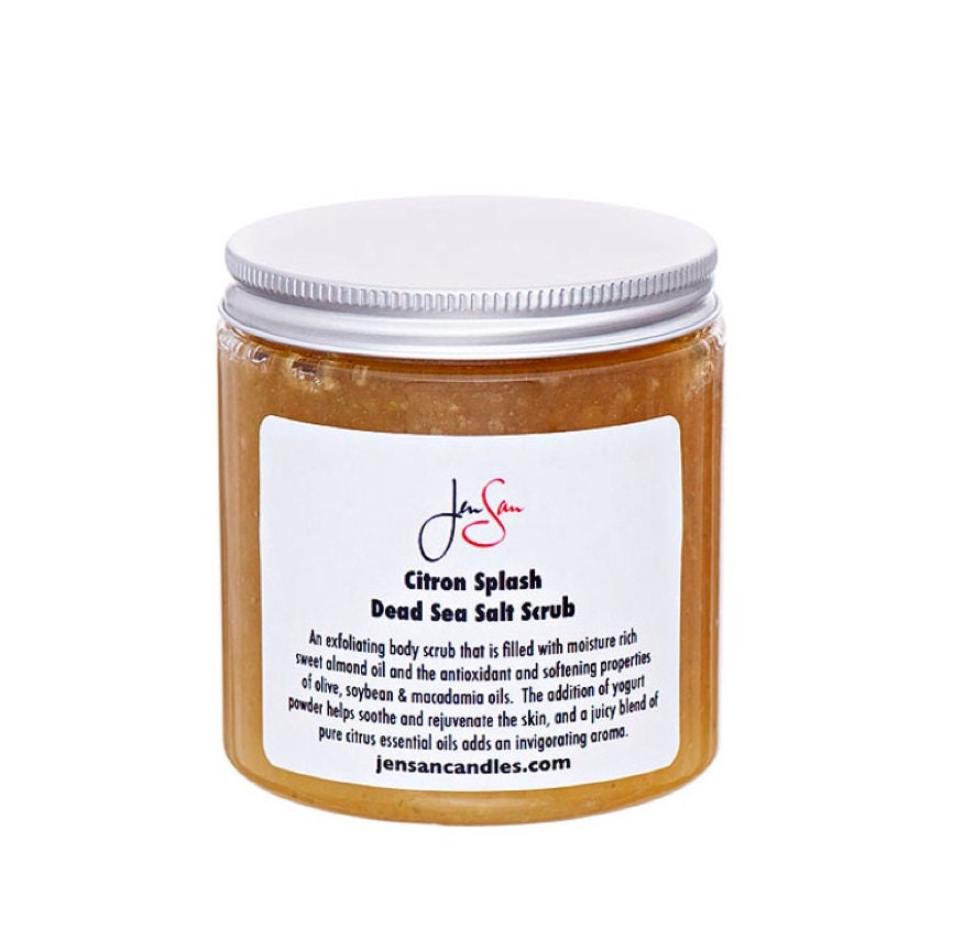 Citron Splash Organic Body Scrub with Dead Sea Salts and essential oils - Small 8 oz container