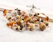 ID Badge Lanyard Amber Office Fashion Cream Bronze Agate Gemstone Accessories