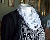 White upcycle t-shirt scarf infinity fabric necklace eco-friendly