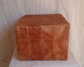 Vintage Modern Danish Patchwork Leather Ottoman 1960s