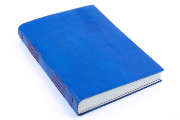 SALE 25% OFF: Leather Journal / Sketchbook / Notebook - Blue & Rust - A5 large - Ships Now worldwide, free shipping in the UK.