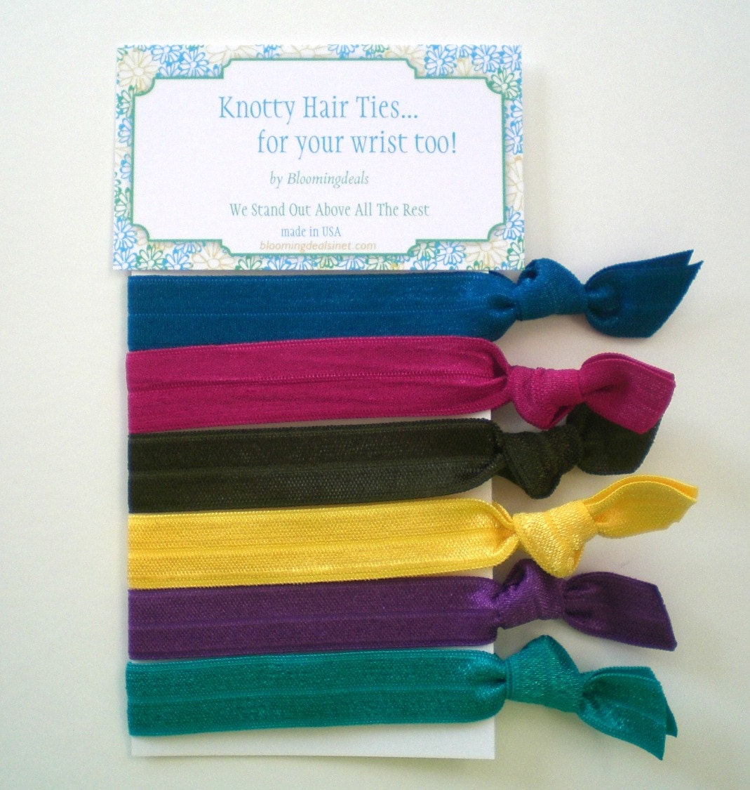 Elastic Hair Ties Set of 6 Bold Statement Doubles as a Bohemian-Chic Bracelet Fashion Accessorie Under 10 Dollars by Bloomingdeals