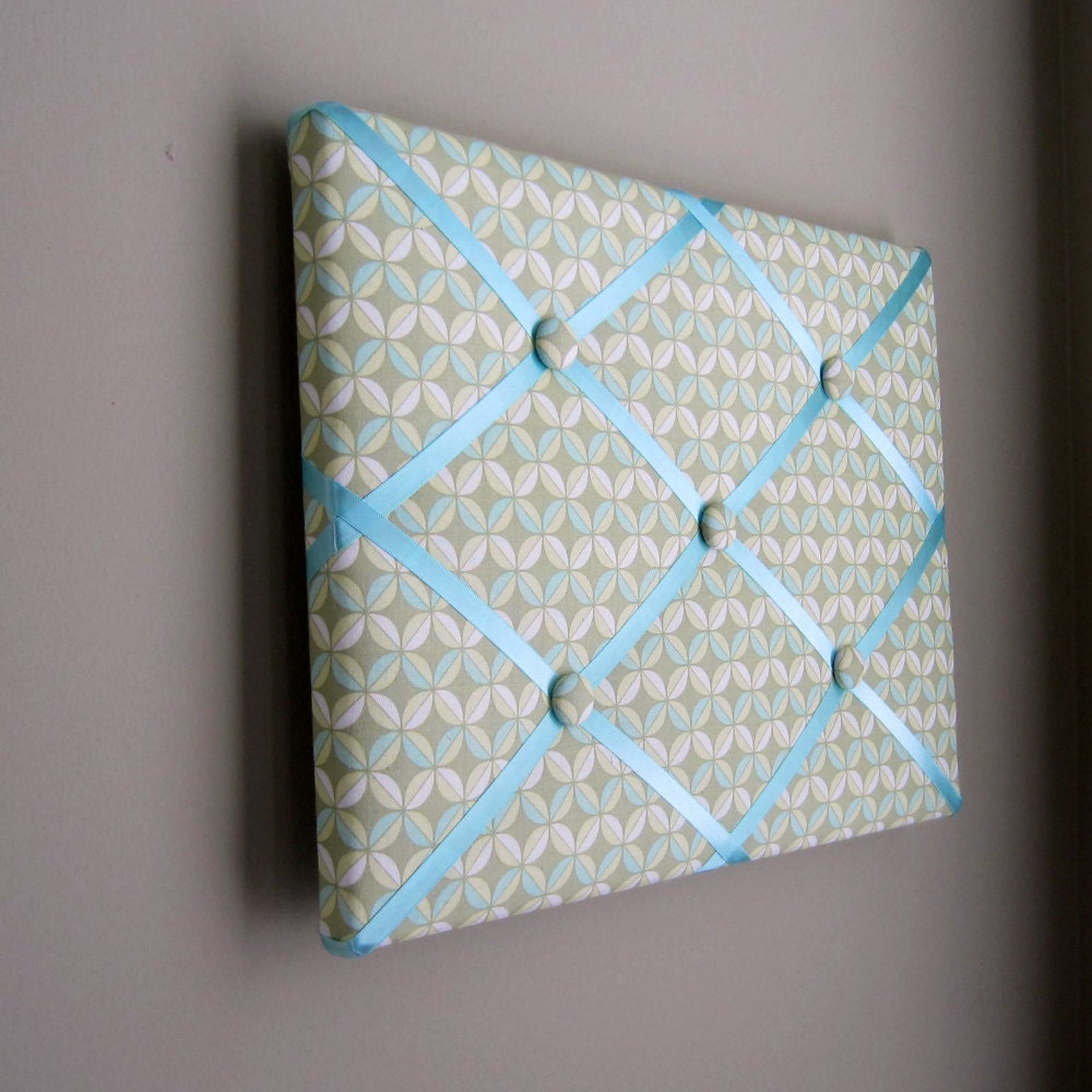 11x14 Memory Board Bow Holder Blue Green Yellow White - Modern Petal