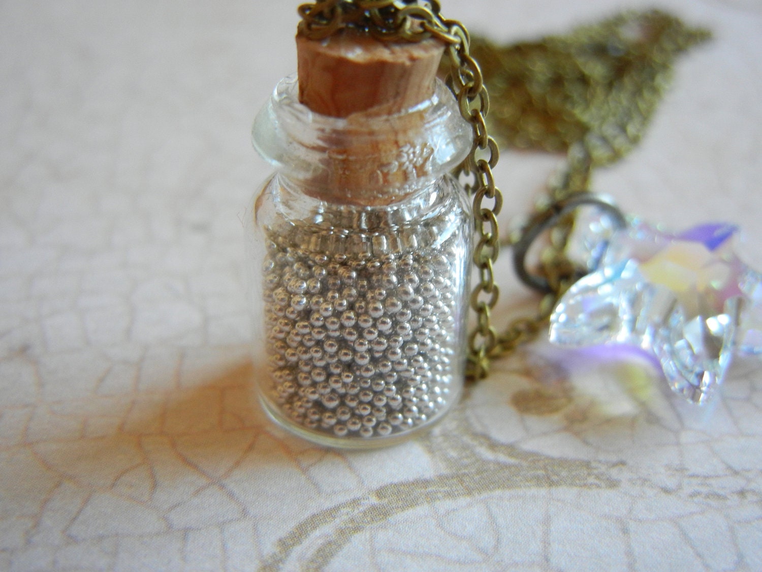 Tiny Details, Micro Jewelry, Silver Seed Necklace, Fairy Vial Necklace, Long Brass Necklace, Charm Collection Necklace