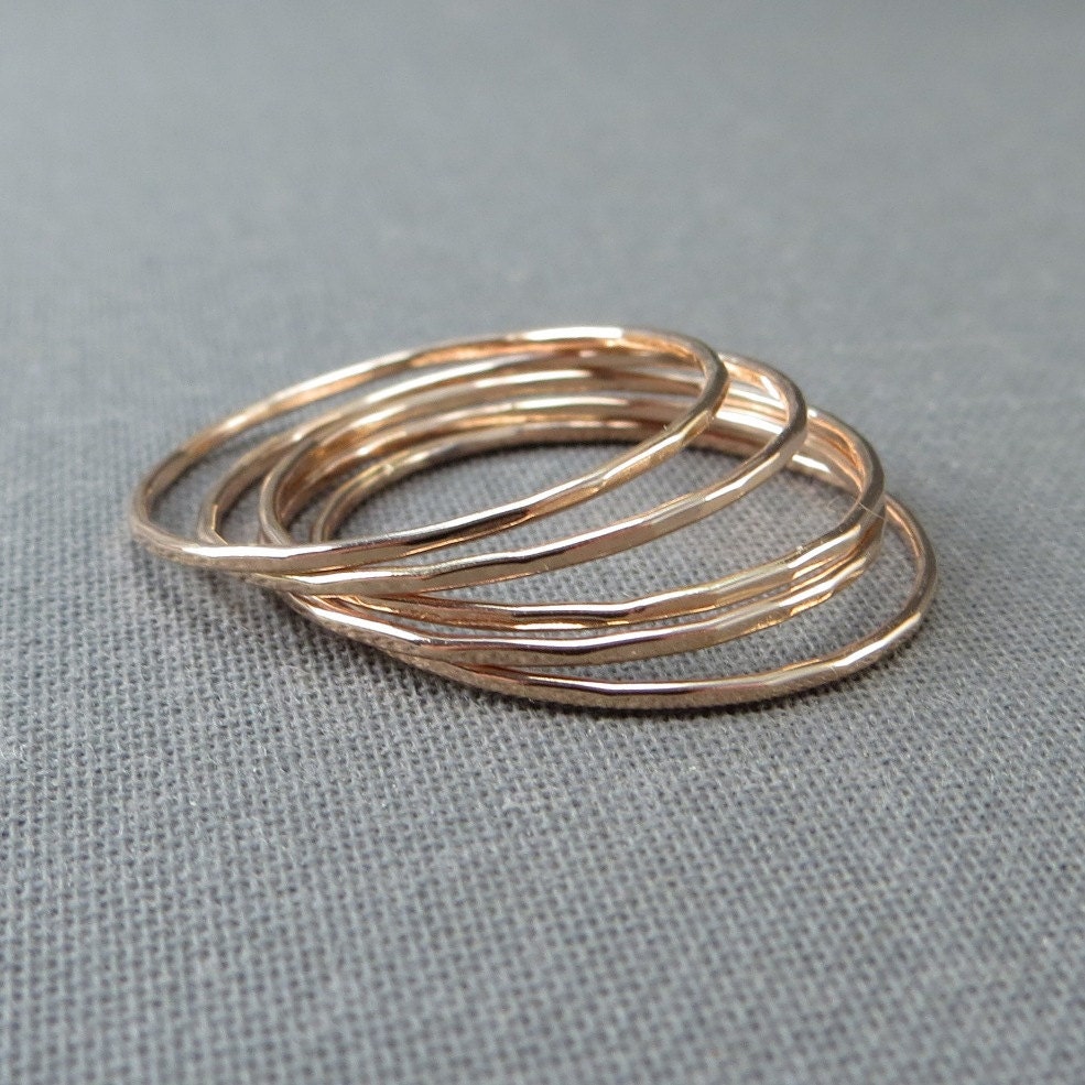 Rose Gold Filled Stackable Rings - Super Slim - Set of 5 - Simple Modern Minimal Rings
