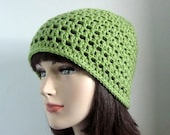 Light Green Beanie - Womens Crochet Hat - Lightweight Mesh Cap - Spring Fashion Accessories