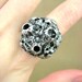 Cratered Moon Rock - Silver and Black - Adjustable Ring
