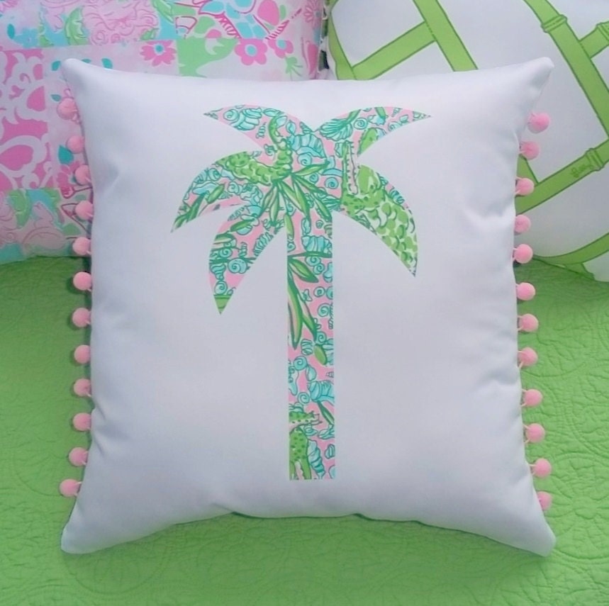 Made to Order pillow, New custom Palm Tree  Pillow made with Lilly Pulitzer See Ya Lator fabric