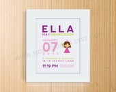 Custom Birth Announcement Print - Princess Nursery Wall Art