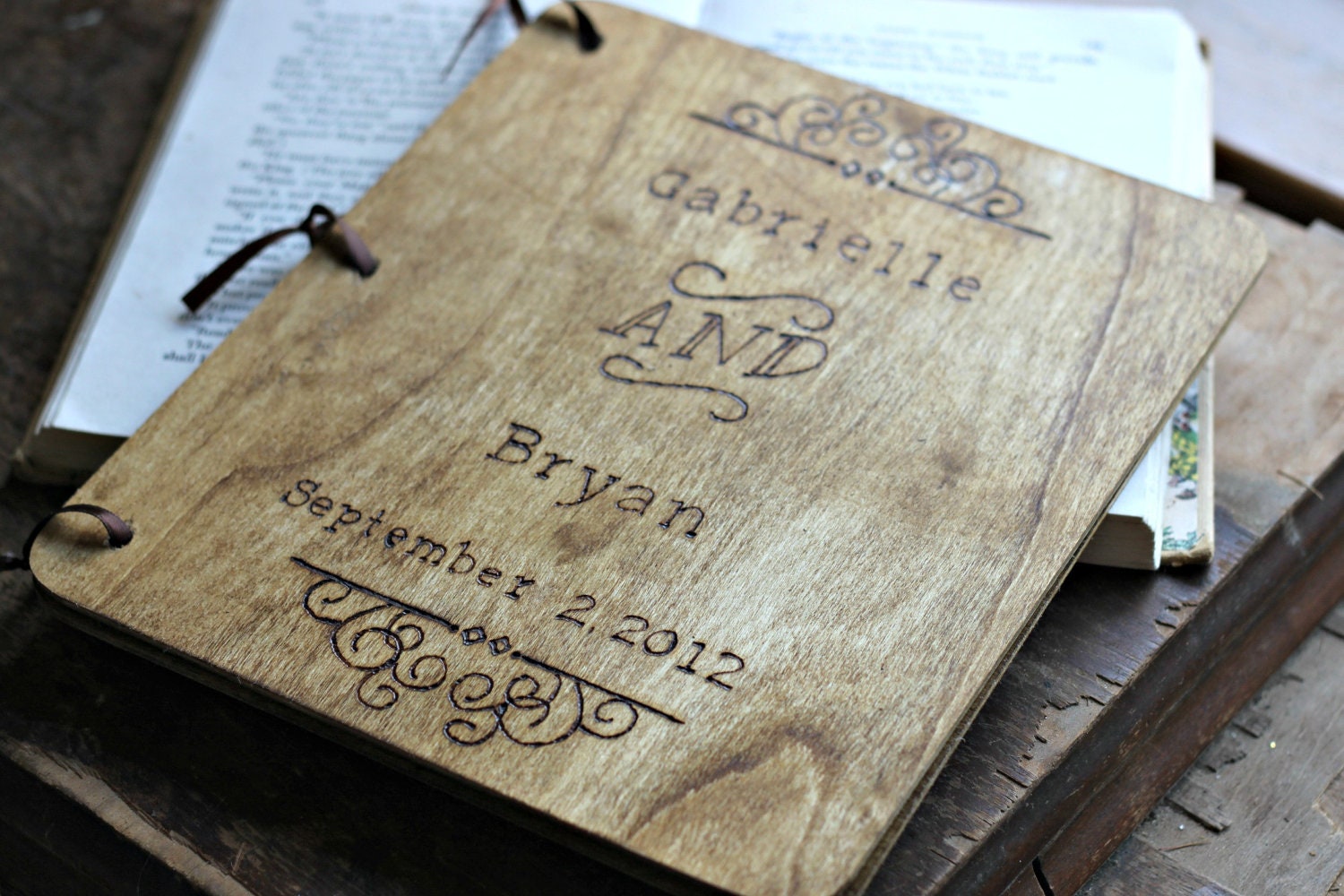 Custom Wedding Guest Book - Vintage Style Engraving